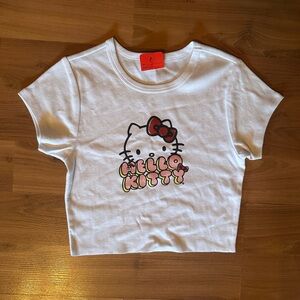 Forever 21 White Crop Top with Hello Kitty Graphic